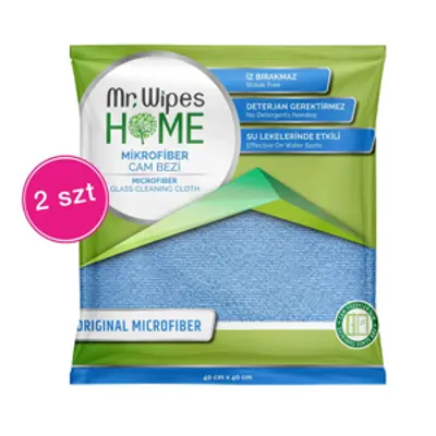 image of .Mr. Wipes Ściereczka Z Mikrofibry Do Czyszczenia Powierzchni Szklanych 2 Szt.