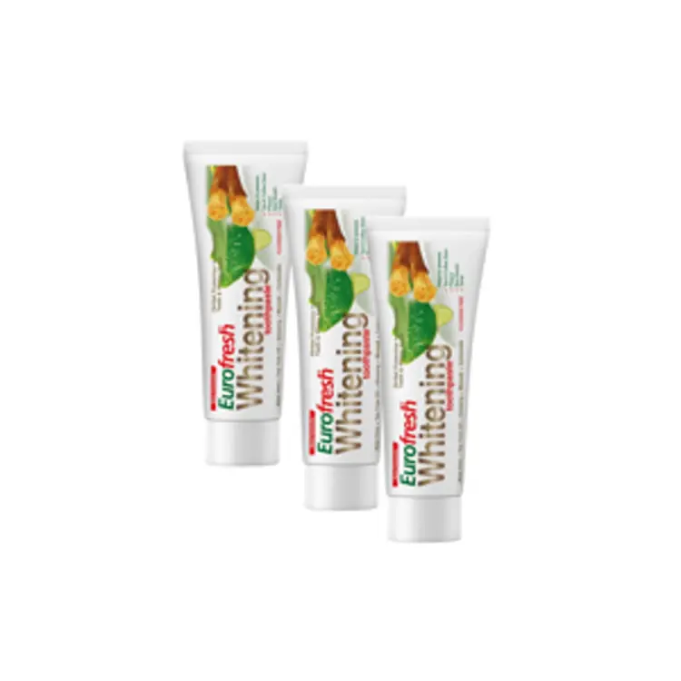 image of 3x Eurofresh Wybielająca pasta do zębów z miswakiem 112g