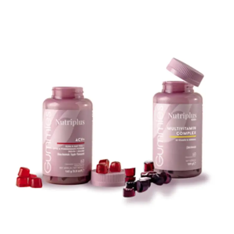 image of .Zestaw (NUTRIPLUS ACV ŻELKI , NUTRIPLUS MULTIWITAMINOWE ŻELKI DLA DZIECI)