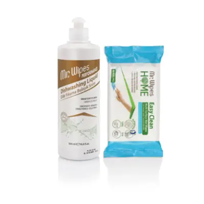 image of Mr. Wipes Płyn do mycia naczyń 500 ml + Mr. Wipes Chusteczki czyszczące , morskie 40 szt