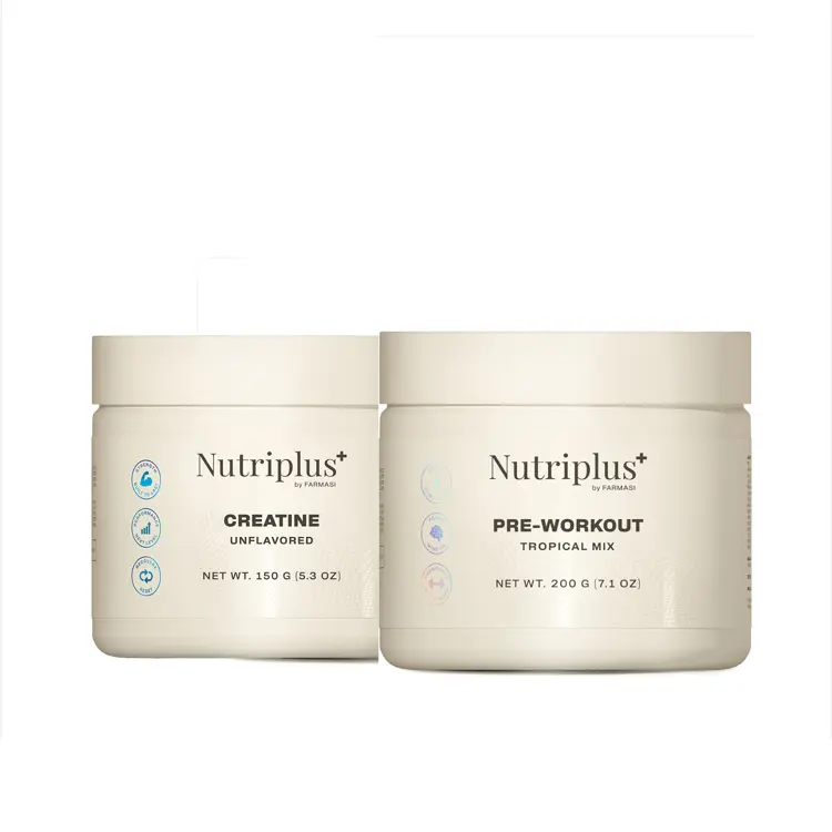 image of Nutriplus Monohydrat kreatyny z witaminą B6, 153 g + Nutriplus Pre-workout, 200 g